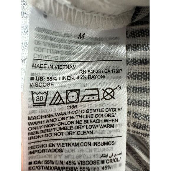 Old Navy Women’s Linen Blend Striped Pants Elastic Waist Straight Leg Sz M - Picture 10 of 15